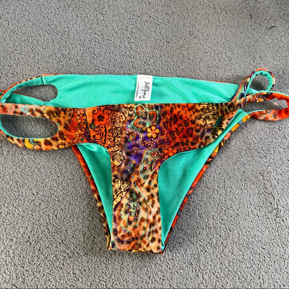 New Luli Fama Printed Swim Bottoms Bikini Swimsuit Bathing Suit